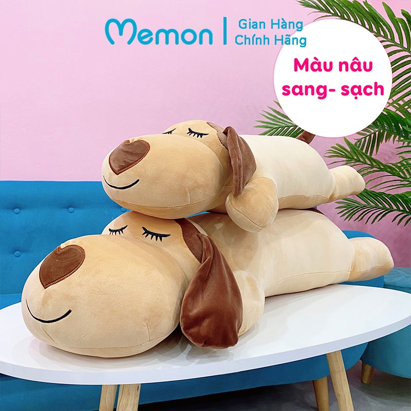 Gấu Bông Chó Ngủ Mũi Tim 70cm-1m1 Cao Cấp Memon, Gối Ôm Chó Bông Ôm Ngủ - Gấu Bông Qùa Tặng Cute