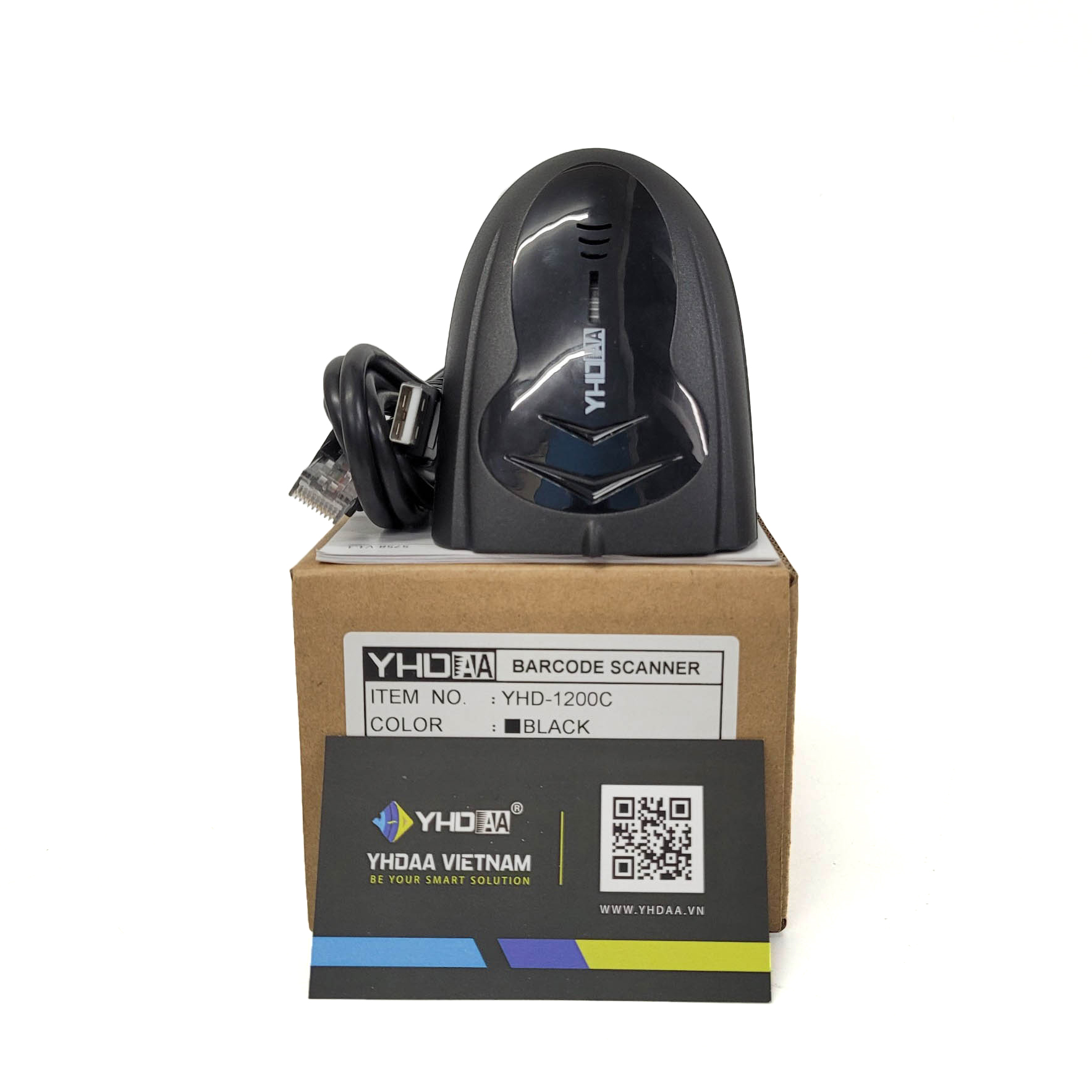 Máy quét mã vạch có dây YHD 1200C 1D đọc mã vạch Barcode dùng dây trực tiếp cắm cổng USB Máy tính, Laptop - Hàng Nhập Khẩu