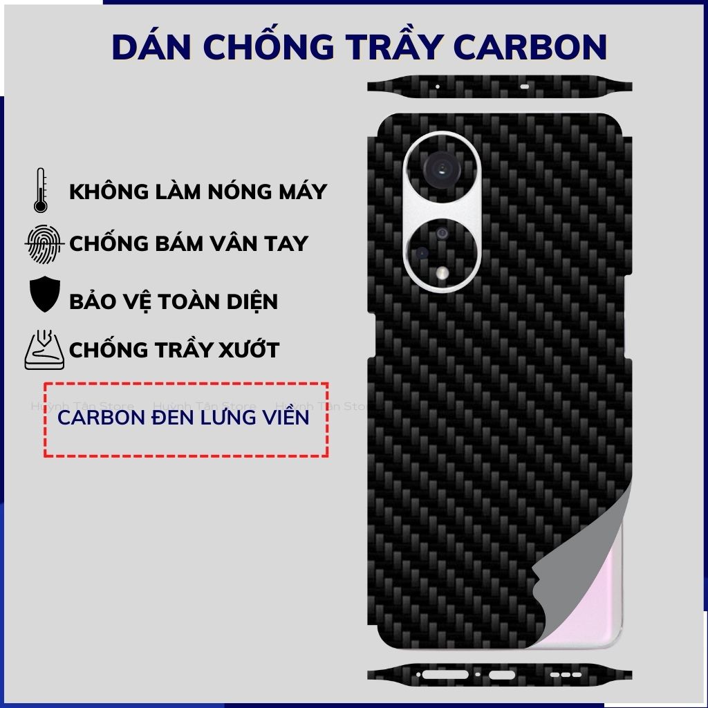 miếng dán reno8 t carbon trong hoặc đen chống trầy xướt chống bám vân tay phụ kiện huỳnh tân store