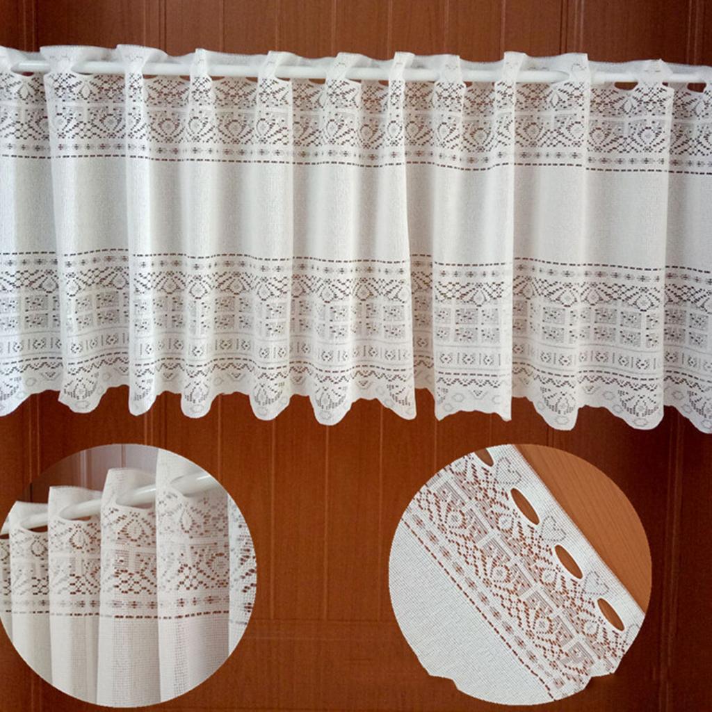 7x45x150cm Country Hollow Lace Crochet Window Half Curtain Drape Panel Decor#4