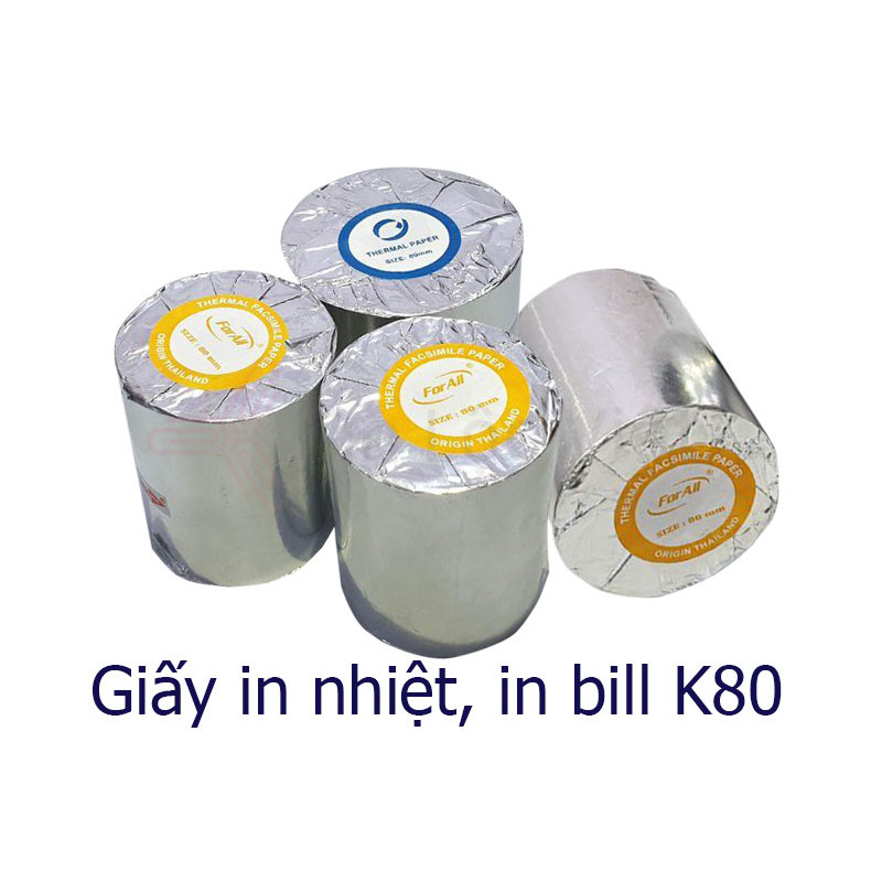 Giấy in bill, in nhiệt K80, Thùng 100 cuộn