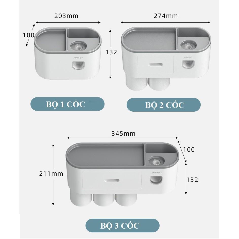 Kệ để bàn chải đánh răng, bộ nhả kem đánh răng tự động kèm cốc