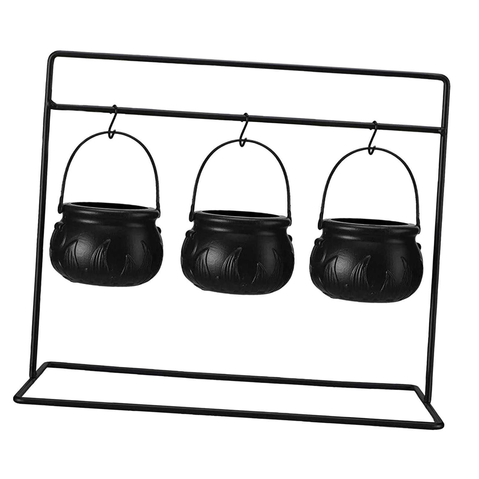 Halloween Candy Bowls Scene Props with Iron Rack Black Witches Serving Bowls