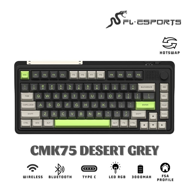 Bàn phím cơ FL-Esports CMK75SAM Lake Placid Blue/Desert Grey - Hàng chính hãng