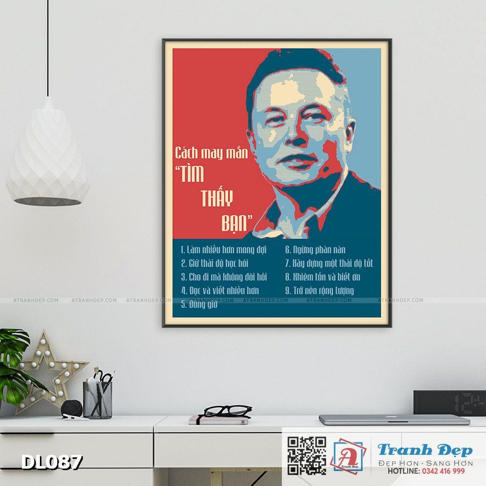 Tranh động lực trang trí văn phòng làm việc - 9 Cách may mắn tìm thấy bạn - Elon Musk - DL087