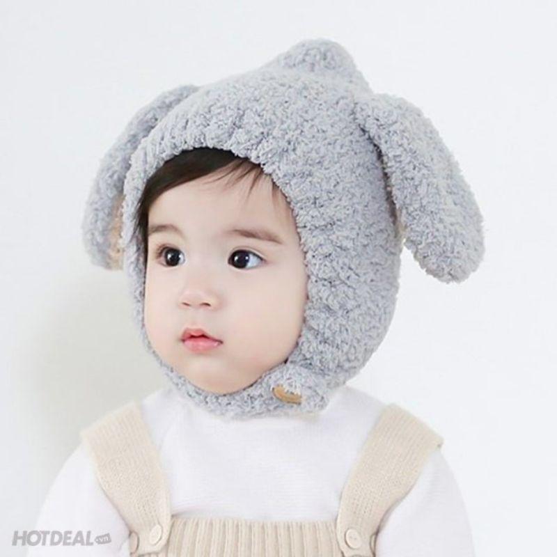 Mũ len tai lông cừu Cài Cúc cho bé từ 6 tháng đến 3 tuổi