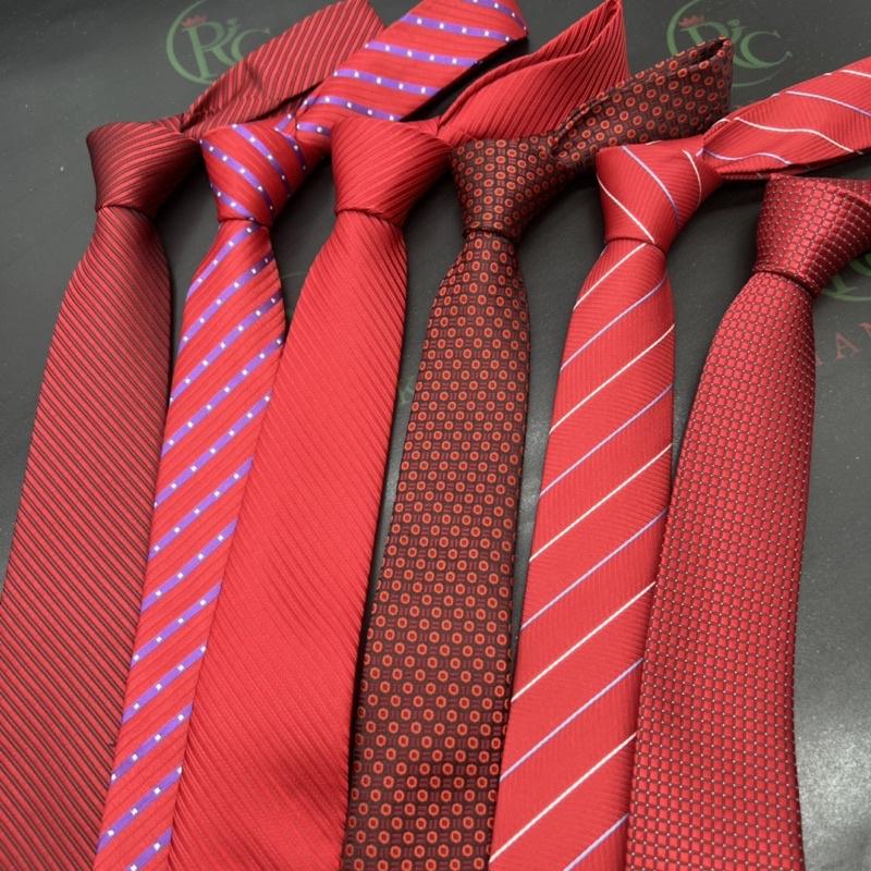 Cà vạt nam đỏ 6cm tự thắt công sở Giangpkc