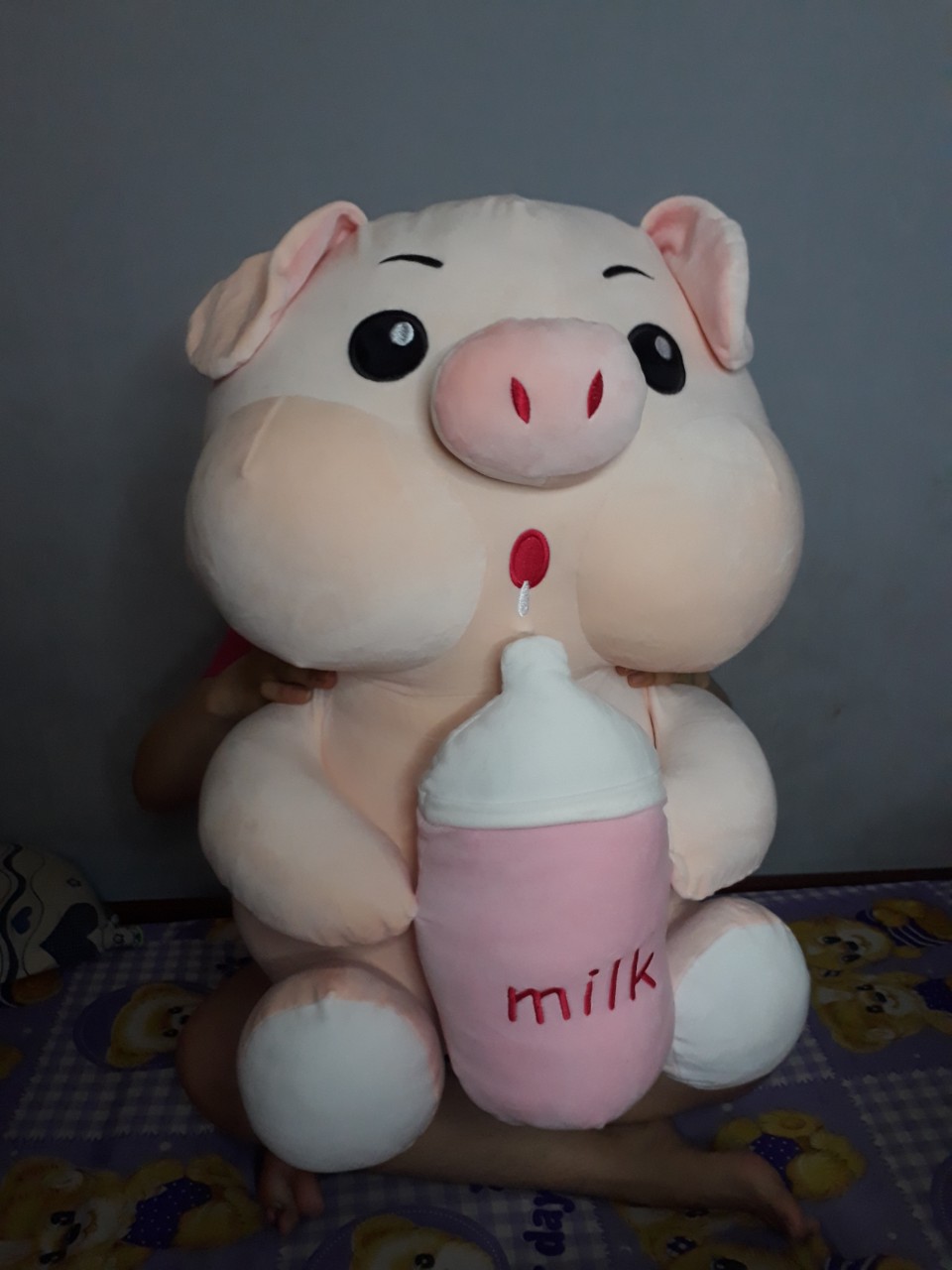 Gấu Bông Heo Ôm Bình Sữa Cute, Heo milk, Heo Bú Bình Cao Cấp VIPU, Gấu Bông- Qùa Tặng
