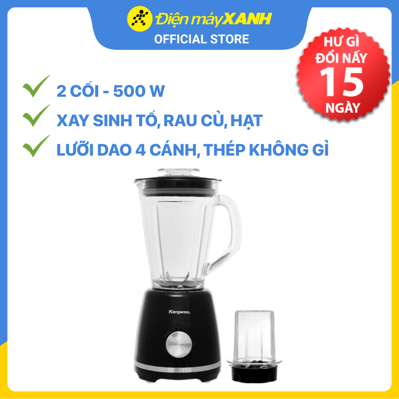 Máy Xay Sinh Tố Đa Năng 2 Cối Kangaroo KG2B9 (500W - 1.5 Lít) - Hàng Chính Hãng