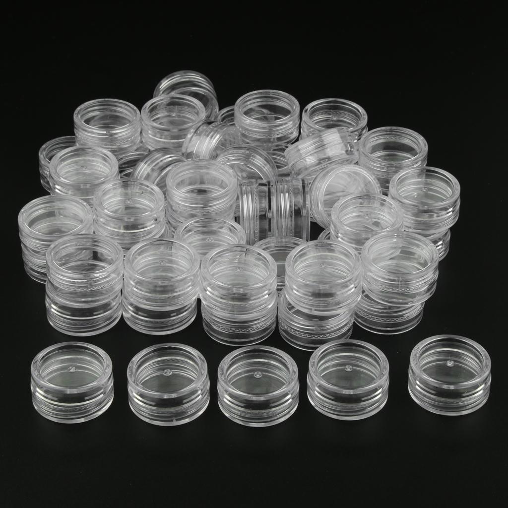 3x 50pcs Reusable Plastic Cosmetic Container Jars Pot for Nails Powder Jewelry