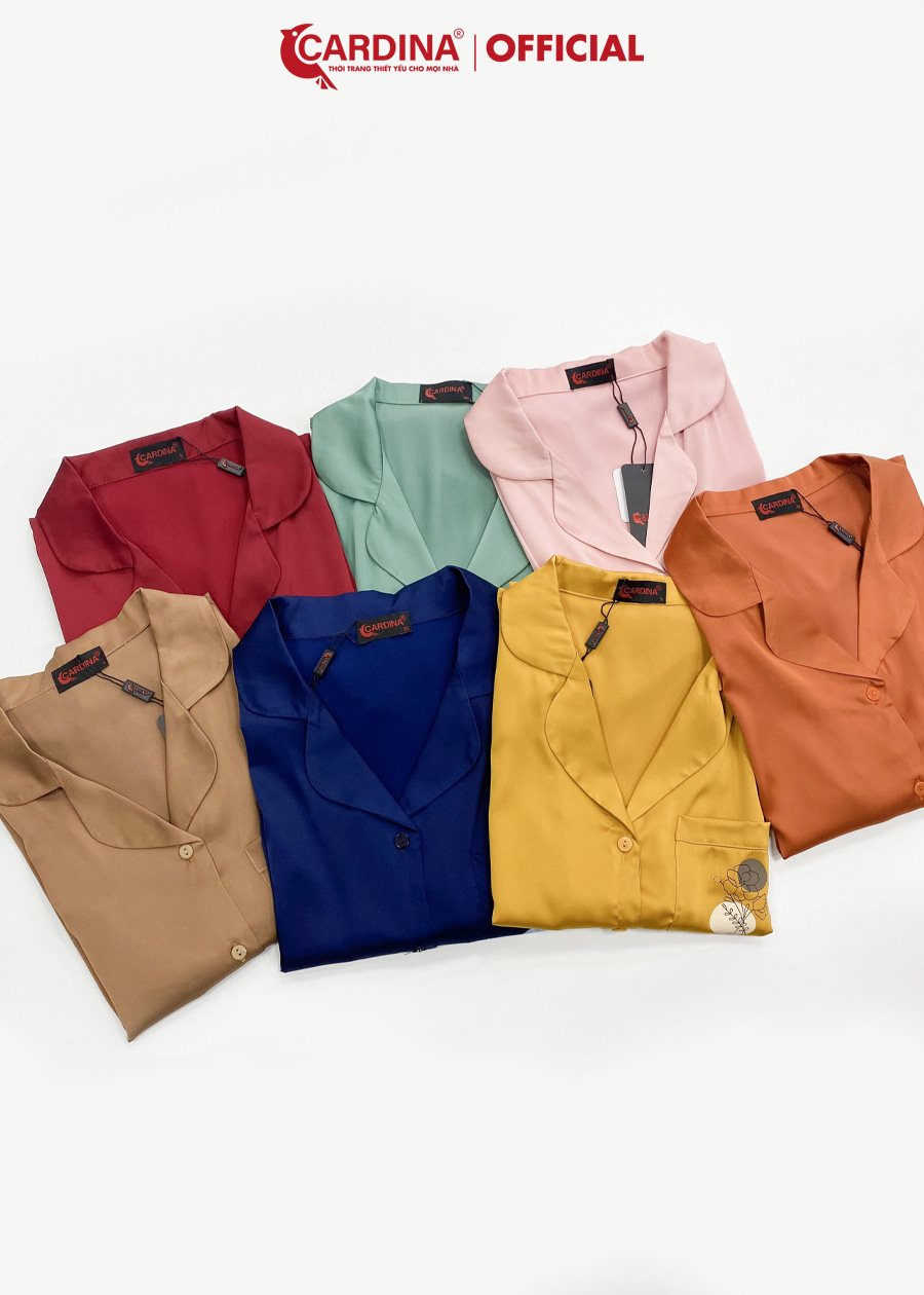 Đồ Bộ Pijama Nữ CARDINA Chất Lụa Satin Nhật Viền Ren 1Pi23