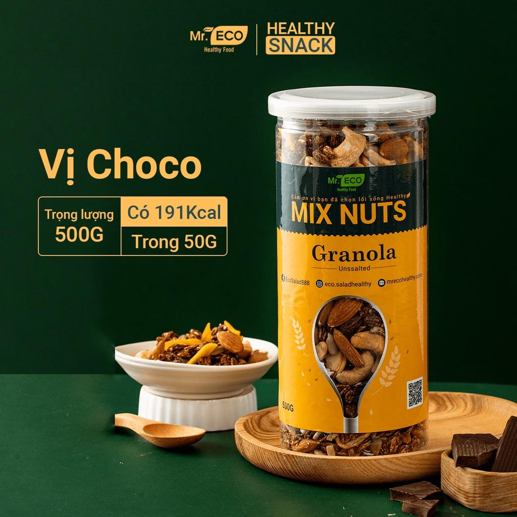 Ngũ Cốc Siêu Hạt 4 Vị Granola Mr Eco Healthy Food 500g, các loại hạt tổng hợp ăn kiêng, giảm cân