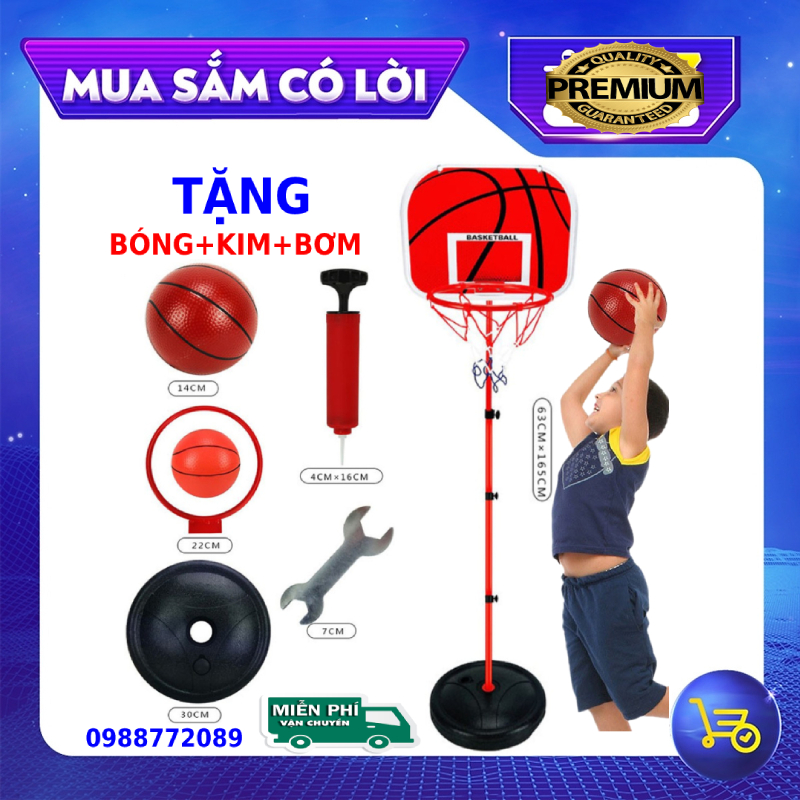 Bộ Đồ Chơi Bóng Rổ Cho Bé ️FREESHIP️ Trụ bóng rổ cho bé tặng full phụ kiện – Bóng Rổ Trụ Sắt Cao Cấp Cho Bé