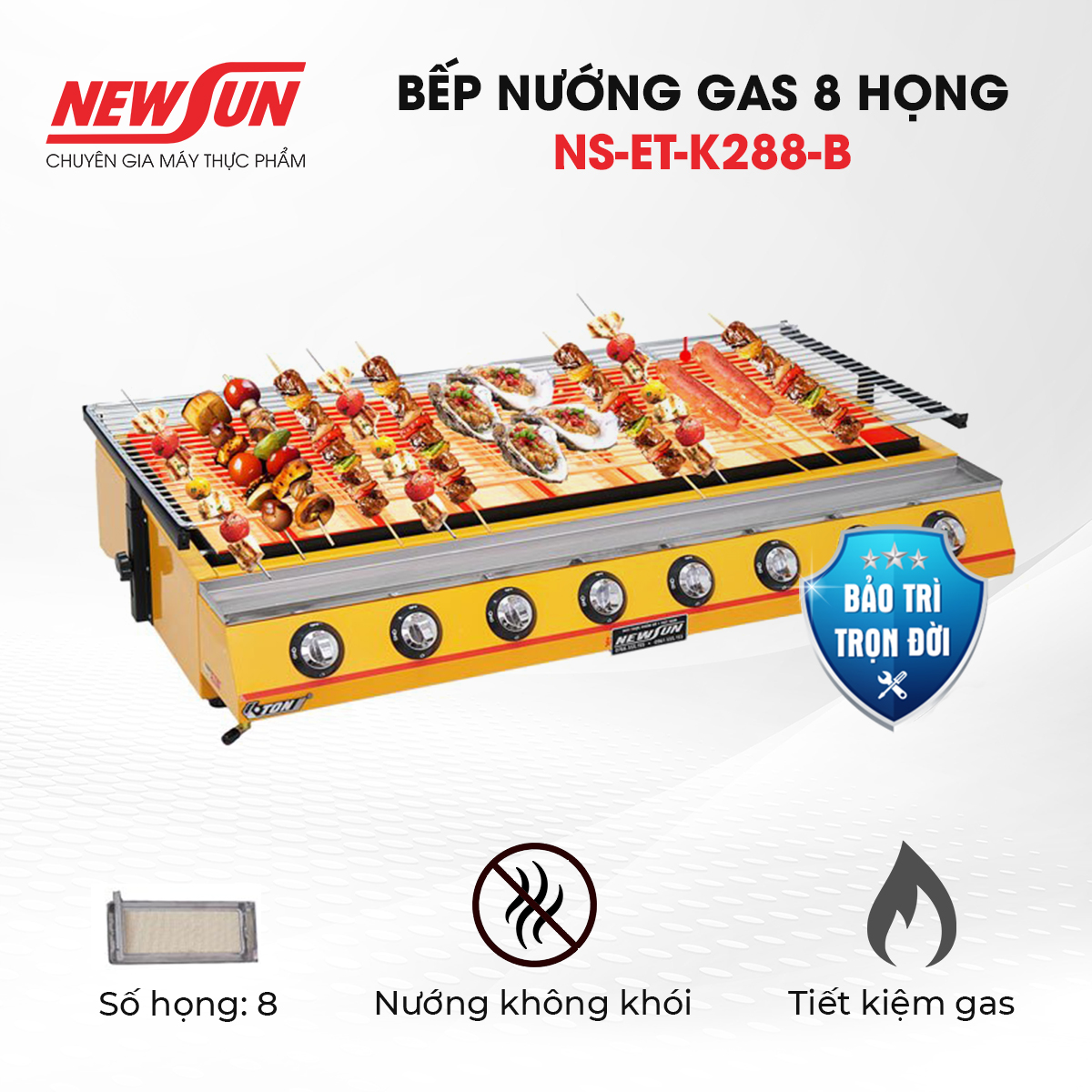 Bếp nướng gas 8 họng NS-ET-K288-B NEWSUN - Hàng chính hãng