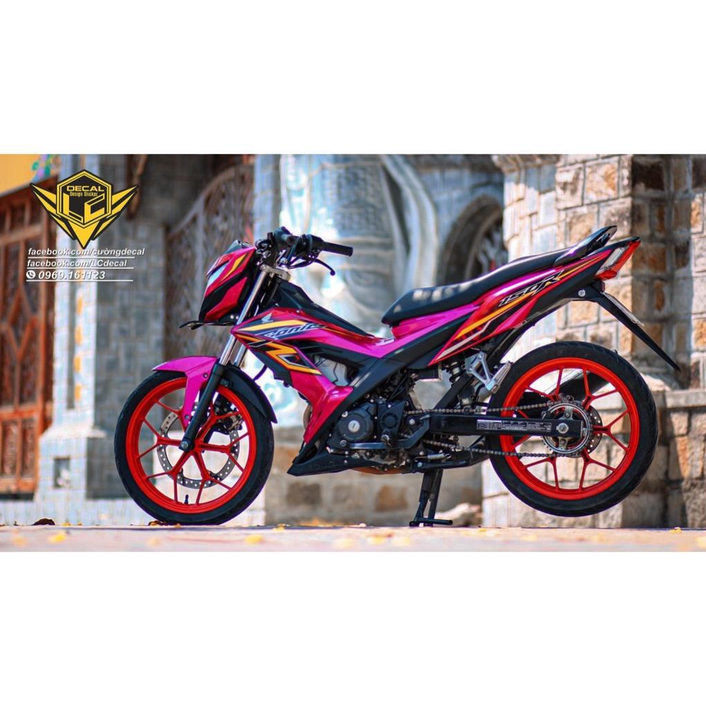 Bi Decal TEM RỜI Sonic hồng mẫu chỉ vàng đen nổi bật - tem in 3 lớp cao cấp