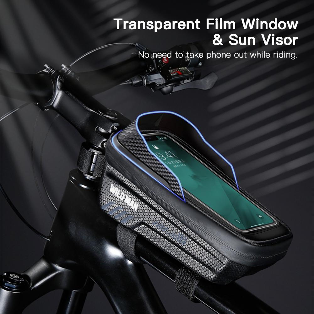 WILD MAN E12 Bike Phone Bag Waterproof Top Tube Bag Bicycle Touchscreen Phone Mount Bag Cycling Frame Bag