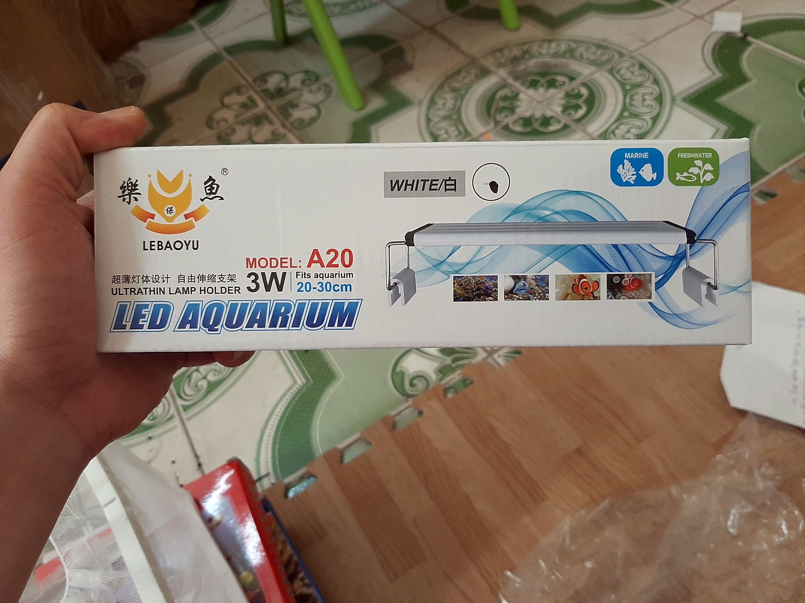 Đèn led 3 màu thủy sinh, đèn led bể cá mini, đèn hồ cá, A20 cho bể dài từ 20-30 cm
