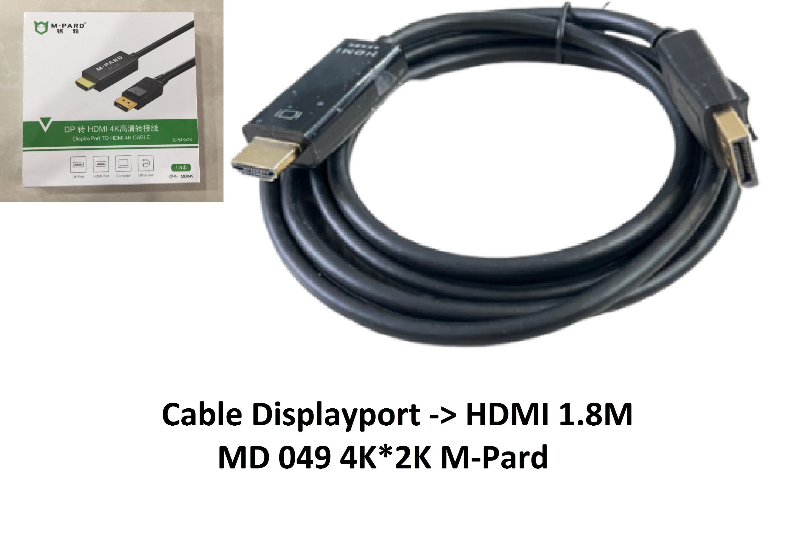 Cáp Chuyển Từ Máy Tính cổng Displayport Sang Màn Hình HDMI M-pard MD049 dài 1.8m - Hàng nhập khẩu