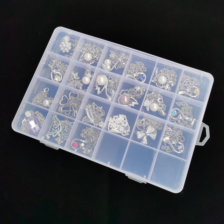 Hộp Đựng Linh Phụ Kiện Chia Ngăn Nhựa Trong Suốt Để Trang Sức Đá Charm Nail Móng Nắp Khoá Treo Tường