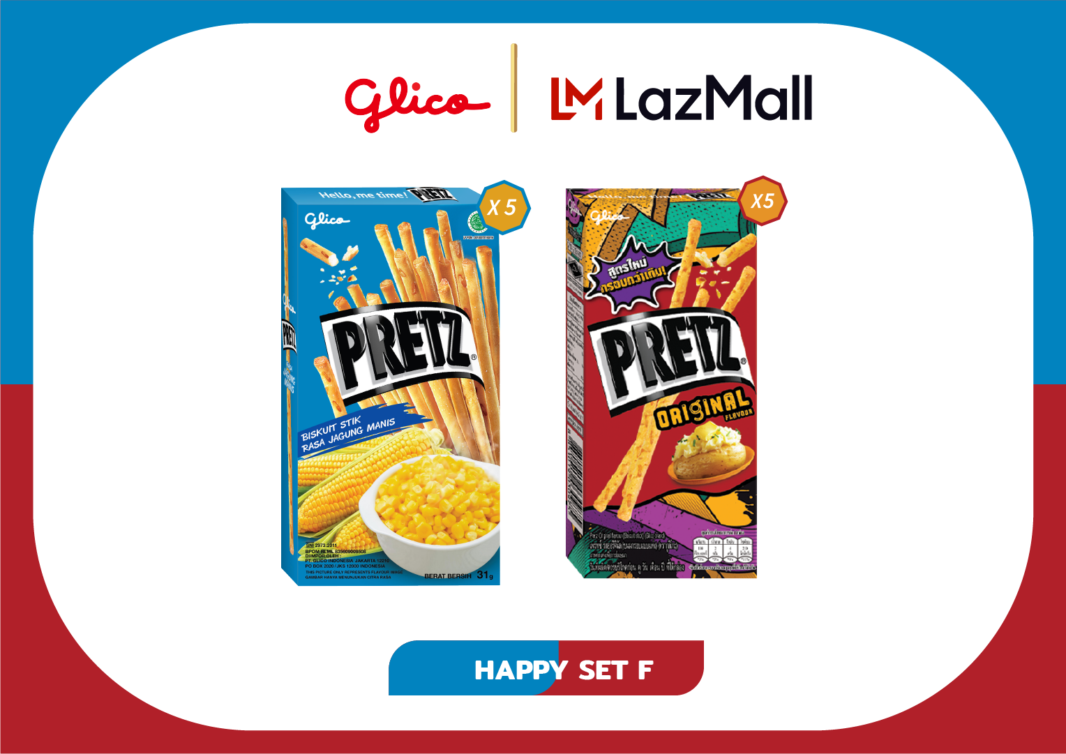 Bánh que nướng giòn mix 2 vị khoai tây và bắp GLICO Pretz