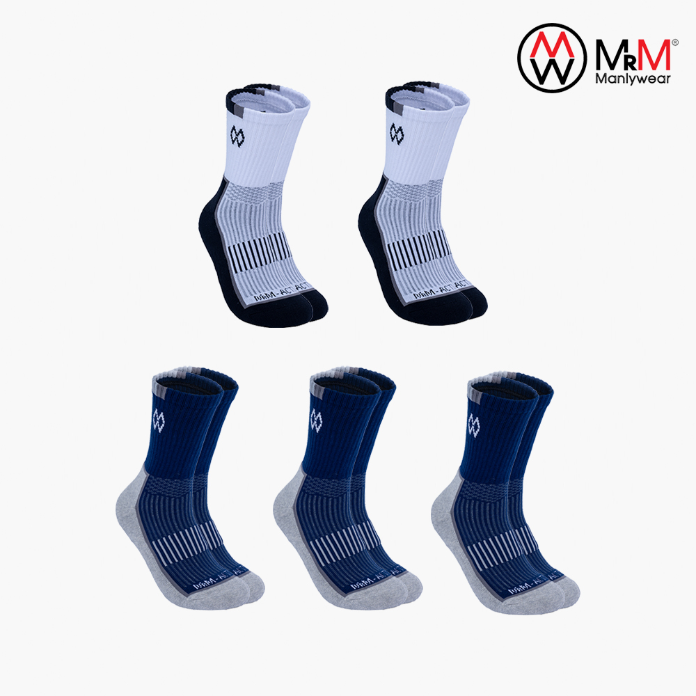 Hộp 5 đôi tất thể thao đá bóng, tennis, cầu lông, chạy bộ chống trơn trượt sợi cotton MRM Manlywear - CB5TTTCDMM