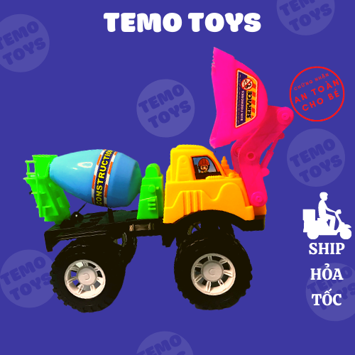 Đồ chơi Ô Tô Xe Ben Trộn Bê Tông Máy Xúc Xe Công Trình cho bé trai Temo Toys