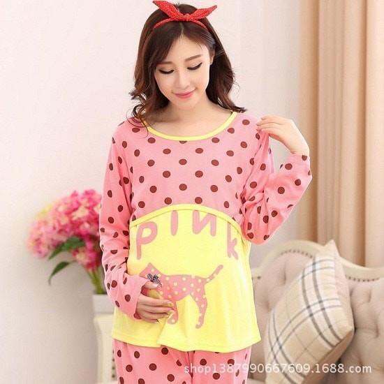 Bộ bầu  dài tay mặc nhà cho con bú