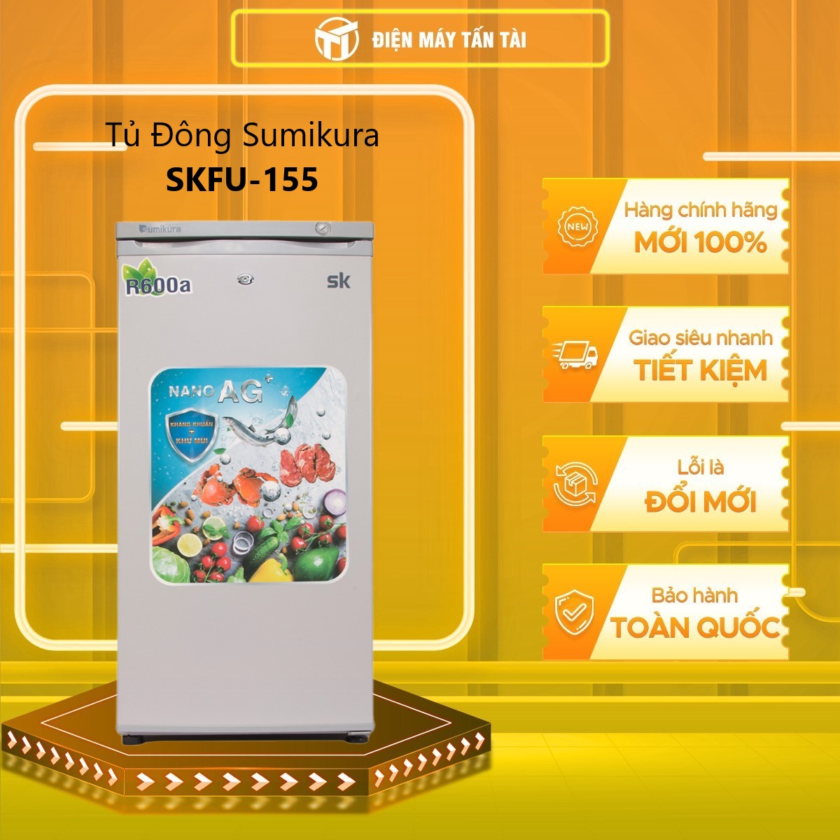 TỦ ĐÔNG ĐỨNG SUMIKURA 155 LÍT SKFU-155 - HÀNG CHÍNH HÃNG