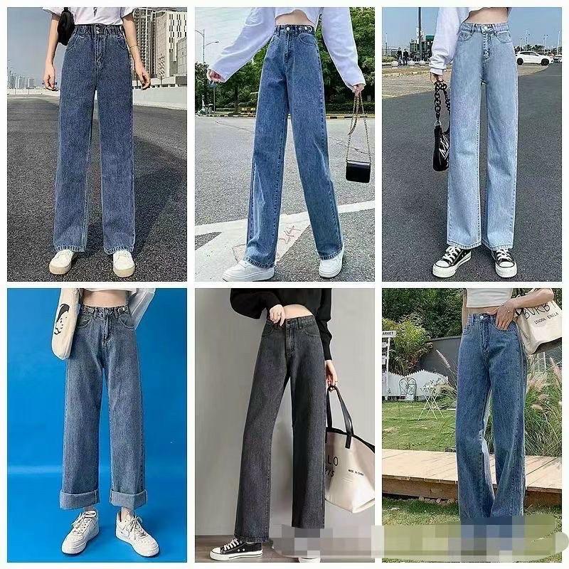 Quần bò nữ,quần jeans ống rộng lưng cao, vải bò dày dặn chuẩn Qc shop cam kết chất lượng 100%
