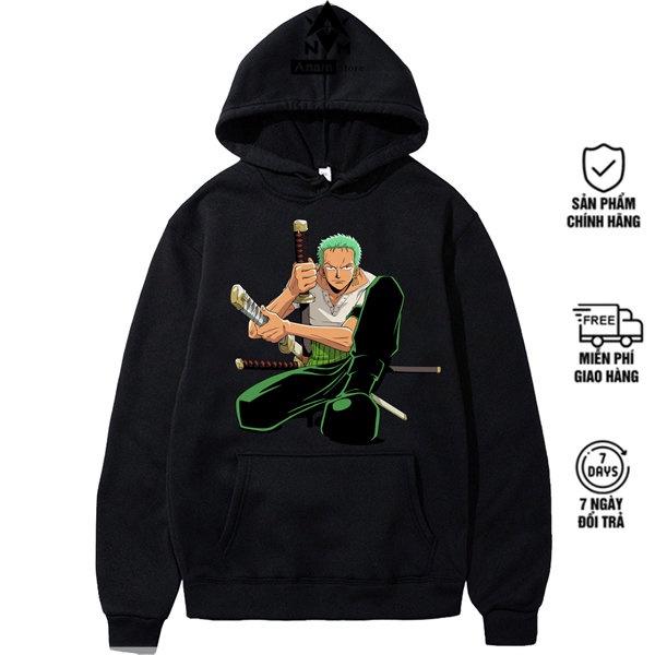 Áo Hoodie Đen Trắng Nam Nữ ZORO cool , Vải Nỉ Ngoại Dầy Dặn