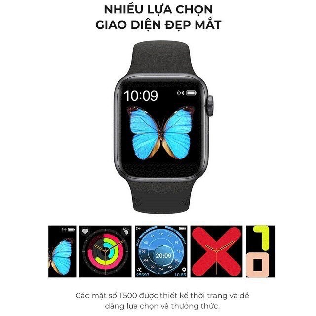 Đồng hồ thông minh Smart watch T500 Seri 6 full box, thay hình nền tùy ý, nghe gọi, nghe nhạc