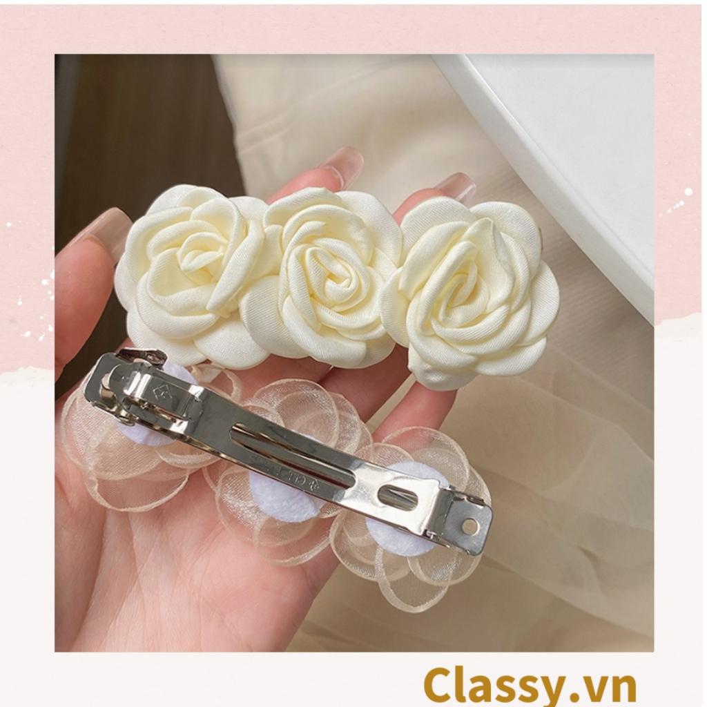 Kẹp tóc mái đính hoa bằng vải Classy bảng lớn nhiều màu phong cách hàn quốc PK1630