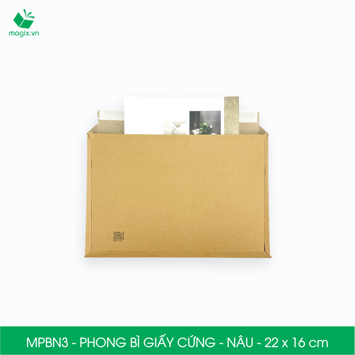 MPBN3 - 22x16 cm - Combo 100 phong bì giấy cứng đóng hàng màu nâu thay thế túi gói hàng