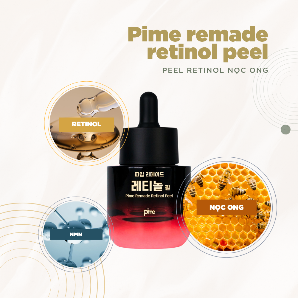 Pime Remade Retinol Peel hỗ trợ tái tạo da, trẻ hóa da, làm sáng da, cải thiện độ săn chắc và giảm dấu hiệu lão hóa 30ml