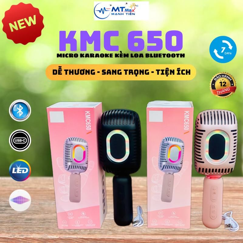 Micro Karaoke Kết Hợp Loa KMC650 - Kết Nối Bluetooth, Vui Hát Mọi Lúc, Mọi Nơi! Người Bạn Đồng Hành Tuyệt Vời Cho Những Buổi Tiệc, Hàng Chính Hãng