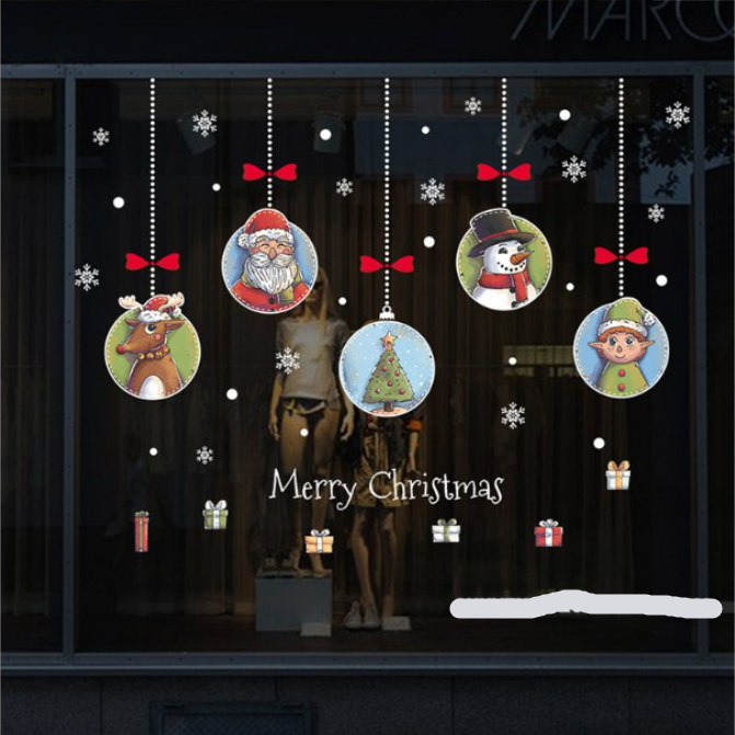 Decal trang trí tường Noel - Rèm Dây Pha Lê Họa Tiết