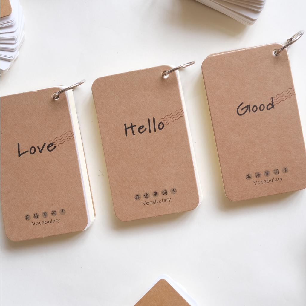 Bộ 100 Flash Card Giấy Kraft Giấy Trắng Học Từ Vựng/ Ghi Chép Công Thức/ Công Việc