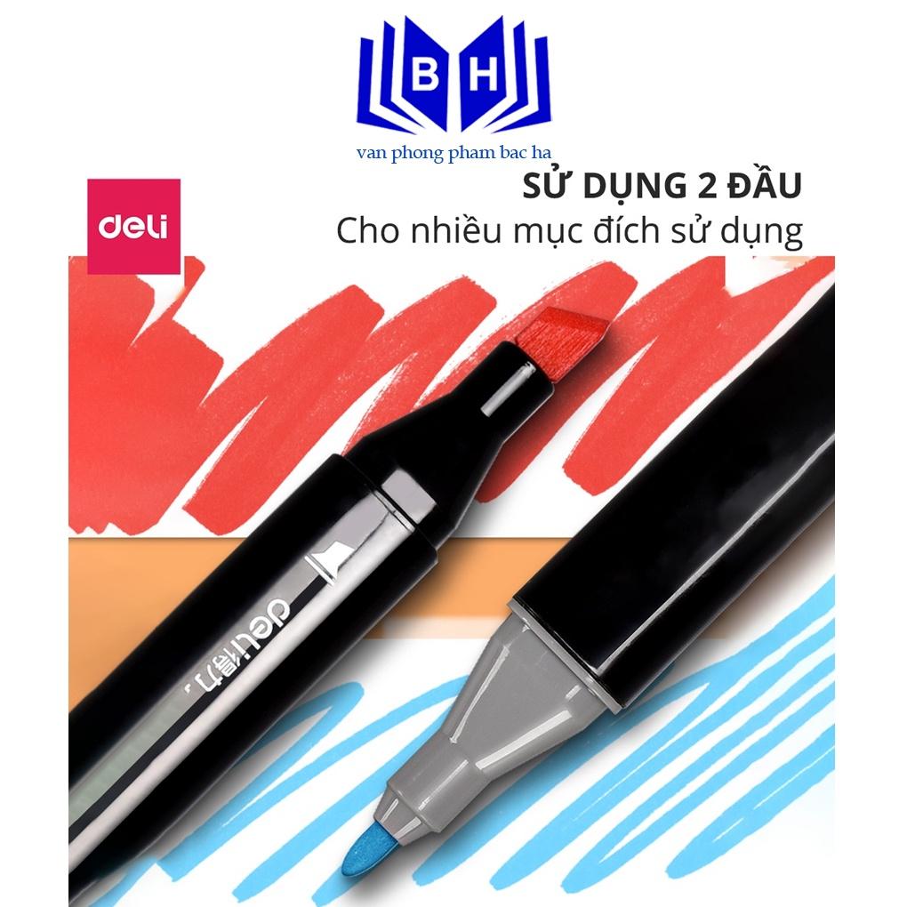 ( BẮC HÀ ) Bút màu marker chuyên nghiệp Deli -kèm túi vải - 30/40/60/80 Màu - 70806