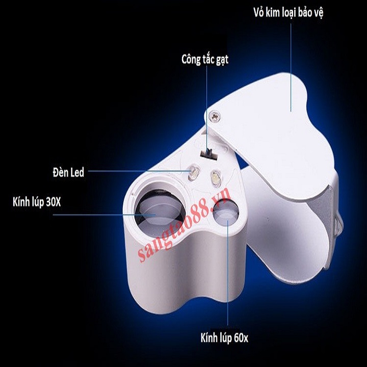 Kính lúp cầm tay mini phóng đại 30-60 lần Ver2, gấp gọn tiện lợi cao cấp