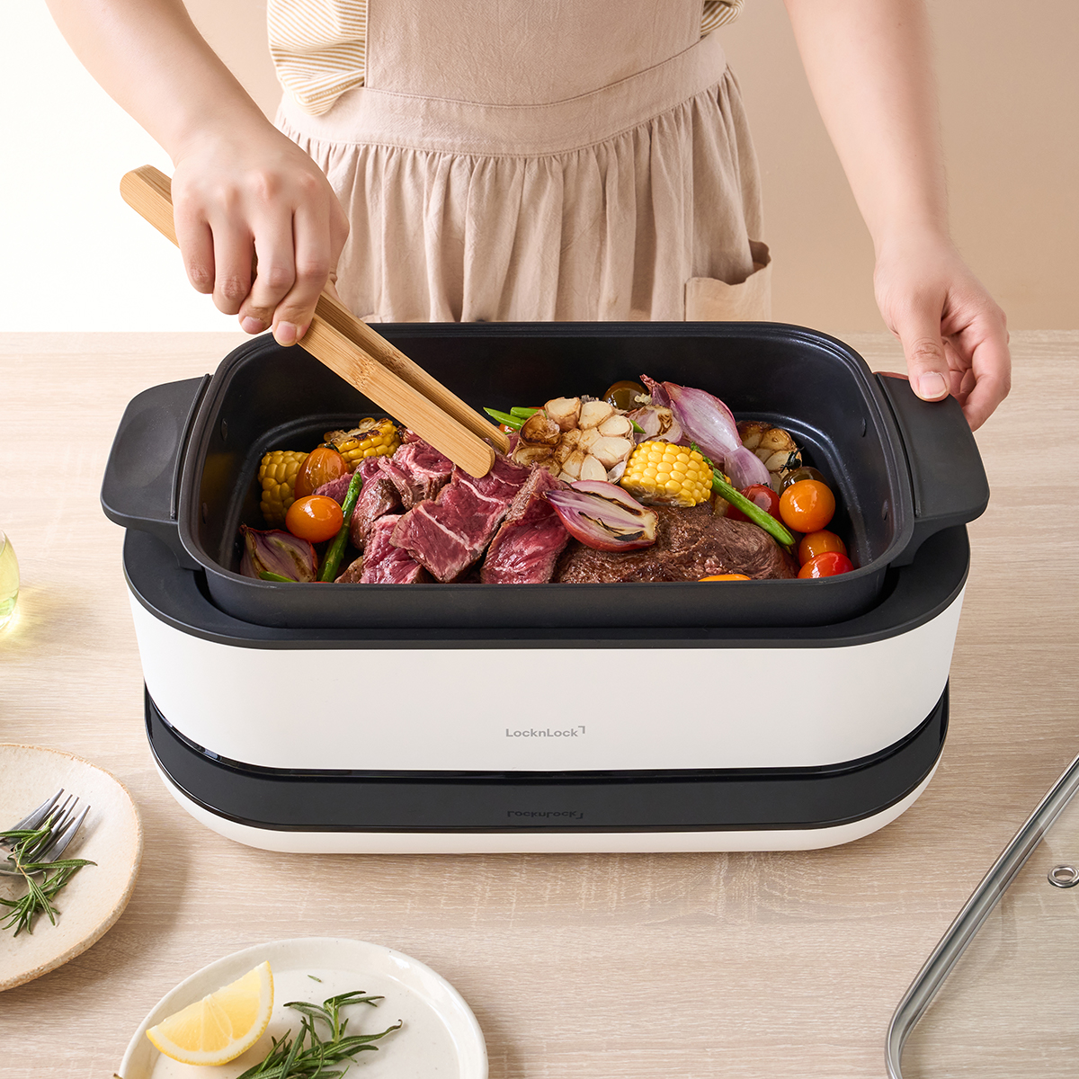Nồi Điện Đa Năng LocknLock EJP261WHT Dung Tích 6L, Hàng Chính Hãng, Tùy Chỉnh Công Suất Và Hẹn Giờ - JoyMall