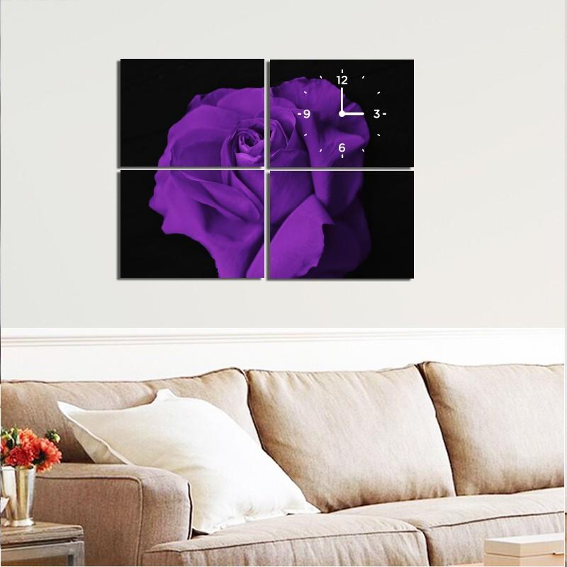 Bộ 4 tranh trang trí “Hoa hồng tím” – W316