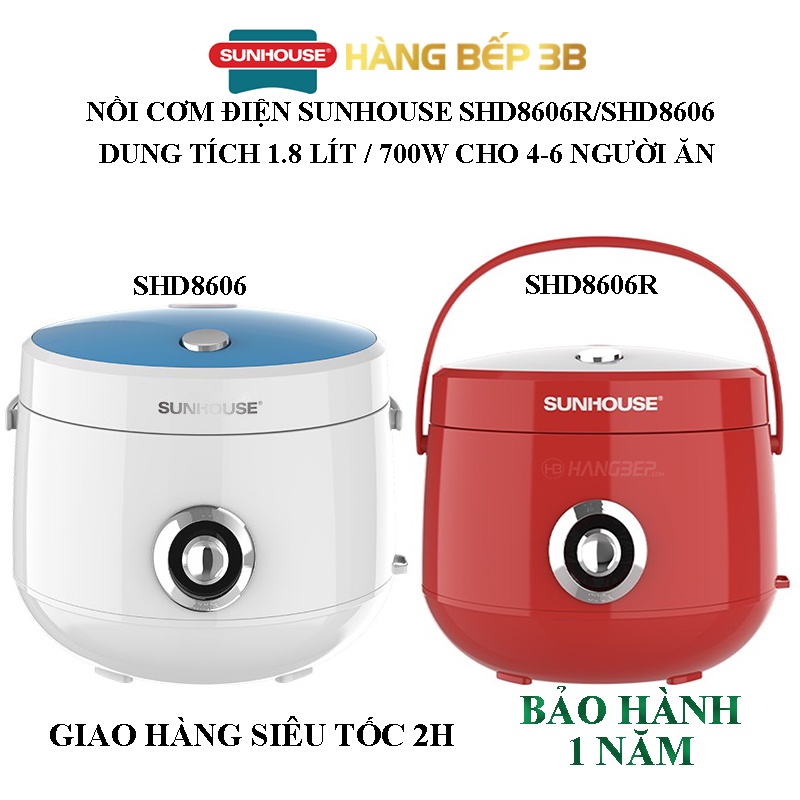 Nồi cơm điện Sunhouse SHD8606 1.8L - Hàng chính hãng