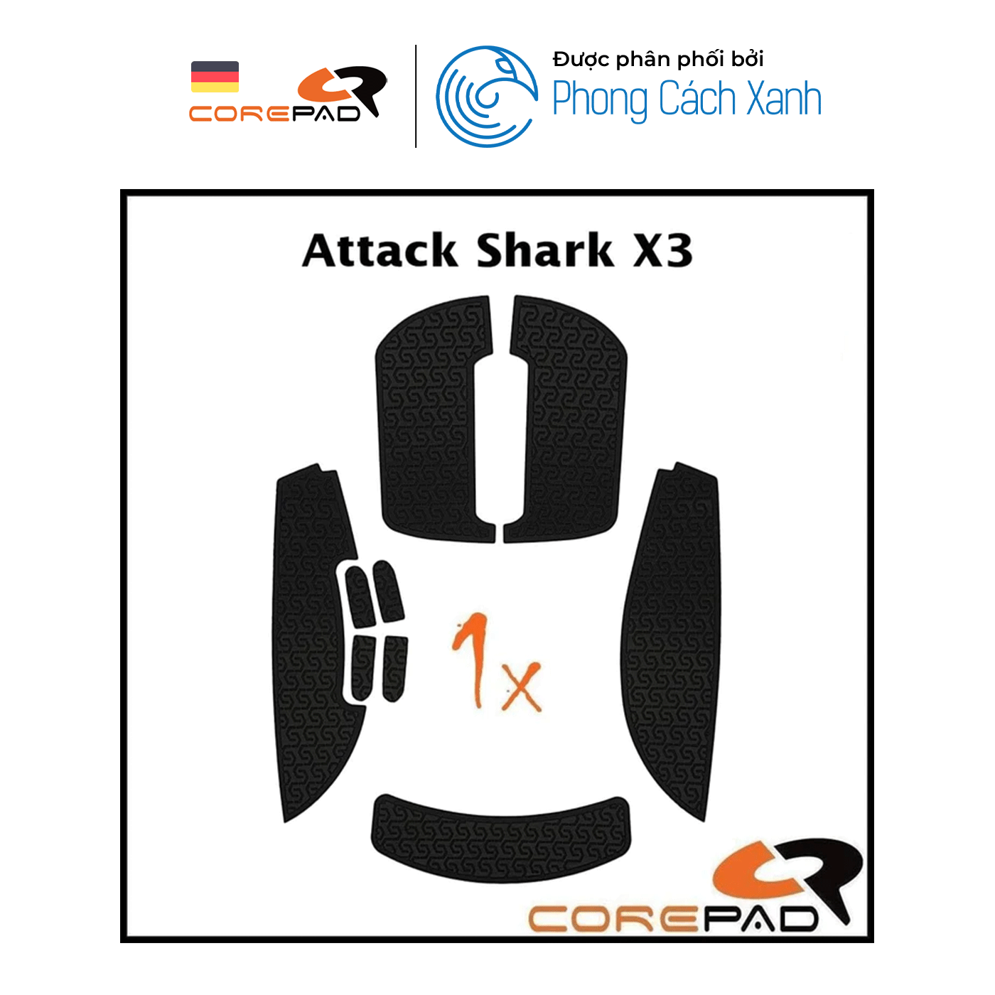 Bộ grip tape Corepad Soft Grips Attack Shark X3 - Hàng Chính Hãng
