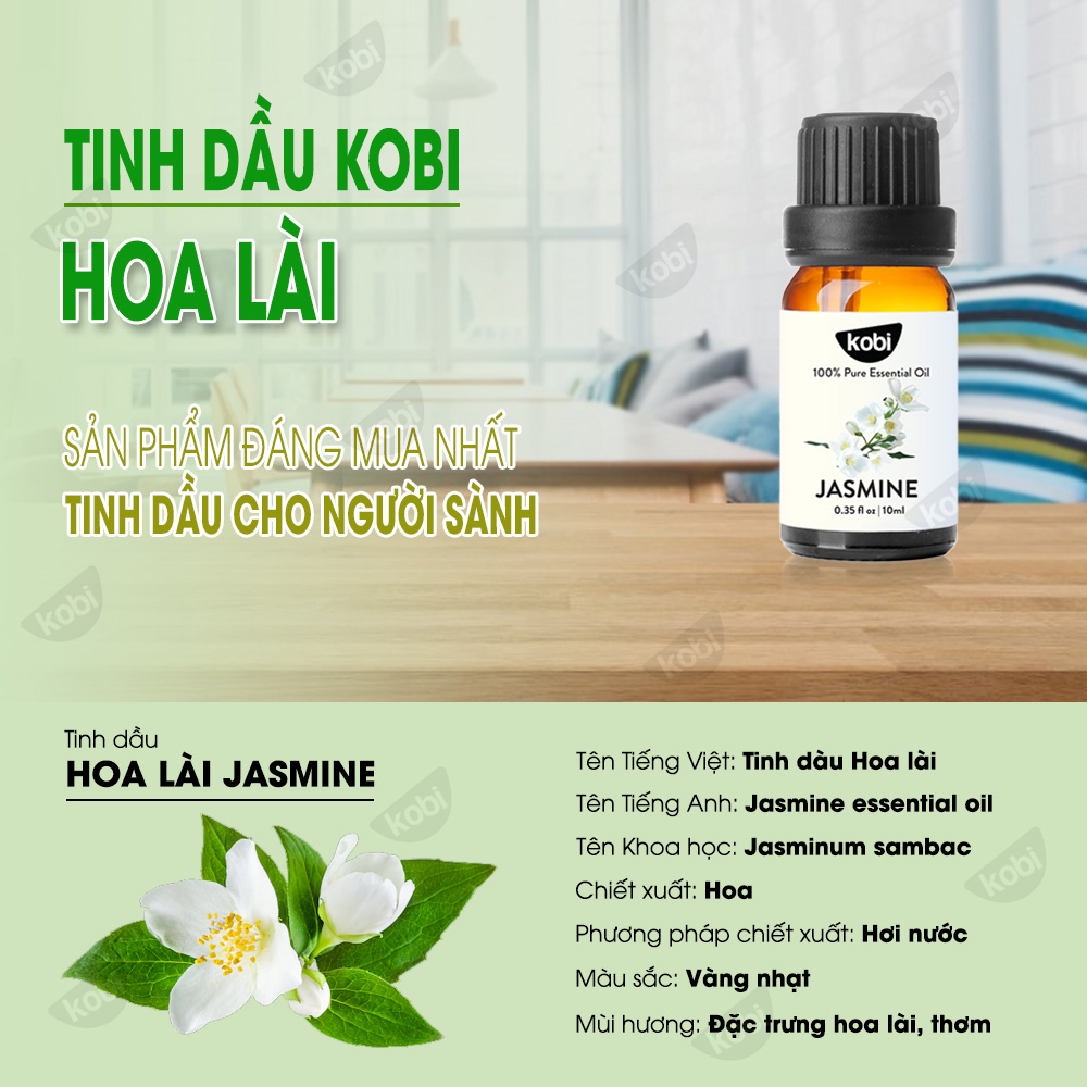 Tinh Dầu Hoa Lài Kobi - Tinh Dầu Thiên Nhiên Nguyên Chất, Tinh Dầu Xông Phòng, Giúp Giảm Stress, Xua Đuổi Côn Trùng Và Khử Mùi Hiệu Quả, Thích Hợp Dùng Với Đèn Xông Và Máy Khuếch Tán Tinh Dầu (5ml)