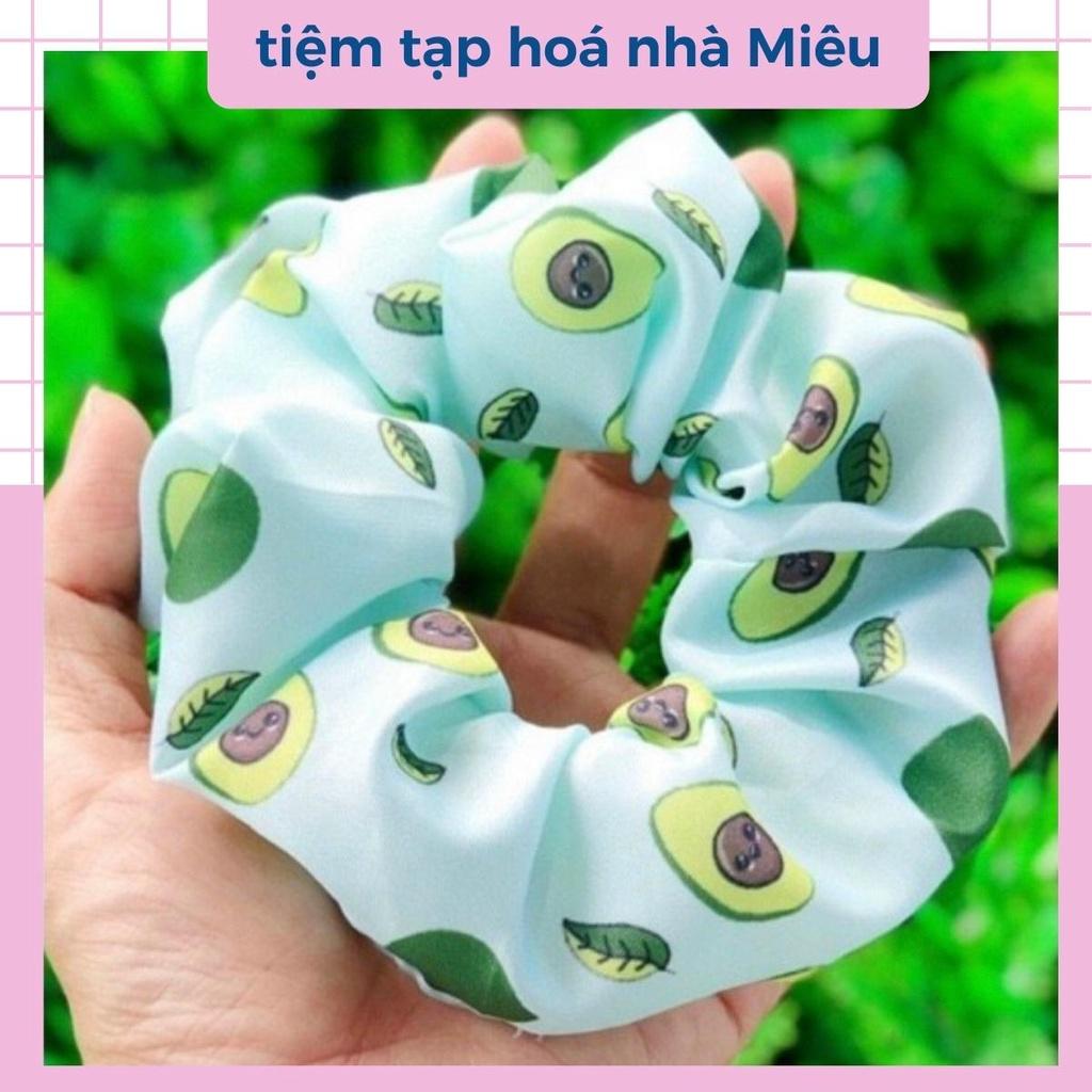 Dây cột tóc scrunchies hoạ tiết hoạt hình dễ thương