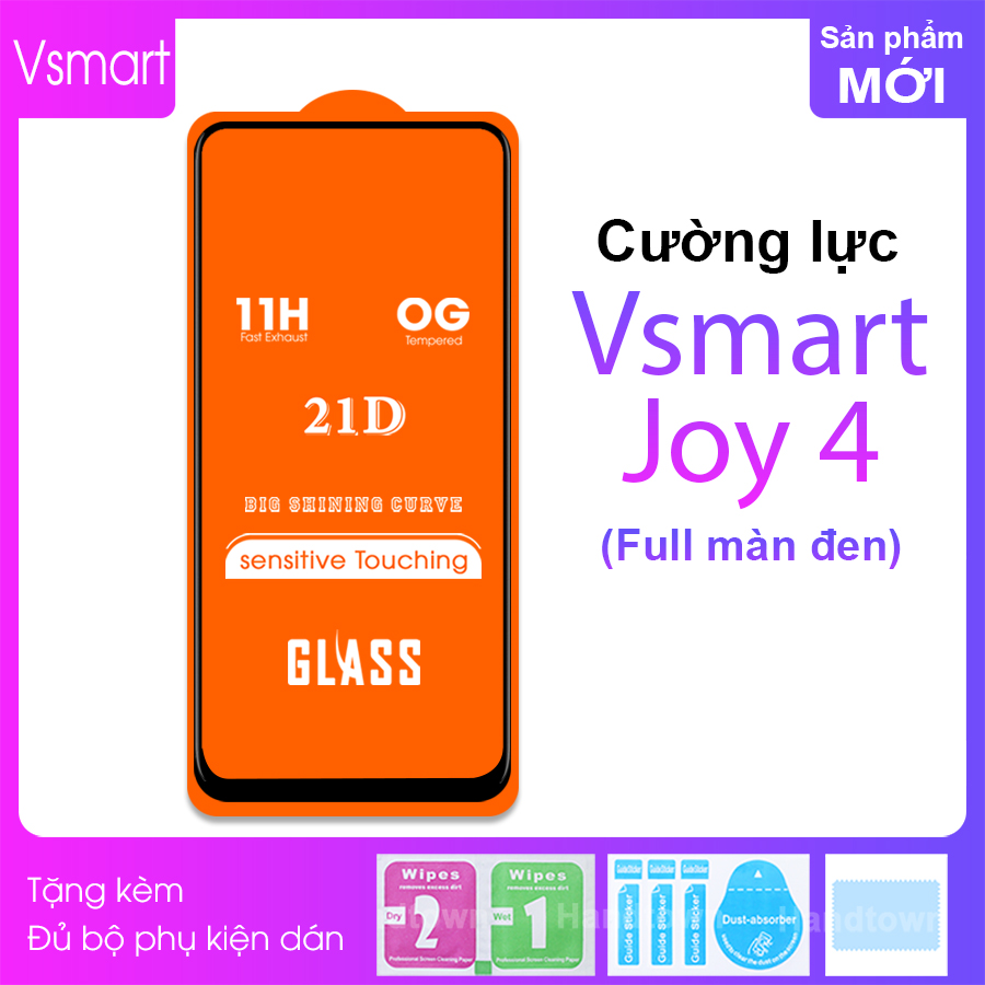 Kính Cường Lực 21D cho Vsmart Joy 4 Full Keo Màn Hình SIÊU BỀN, SIÊU CỨNG, ÔM SÁT MÁY- HANDTOWN- HÀNG CHÍNH HÃNG