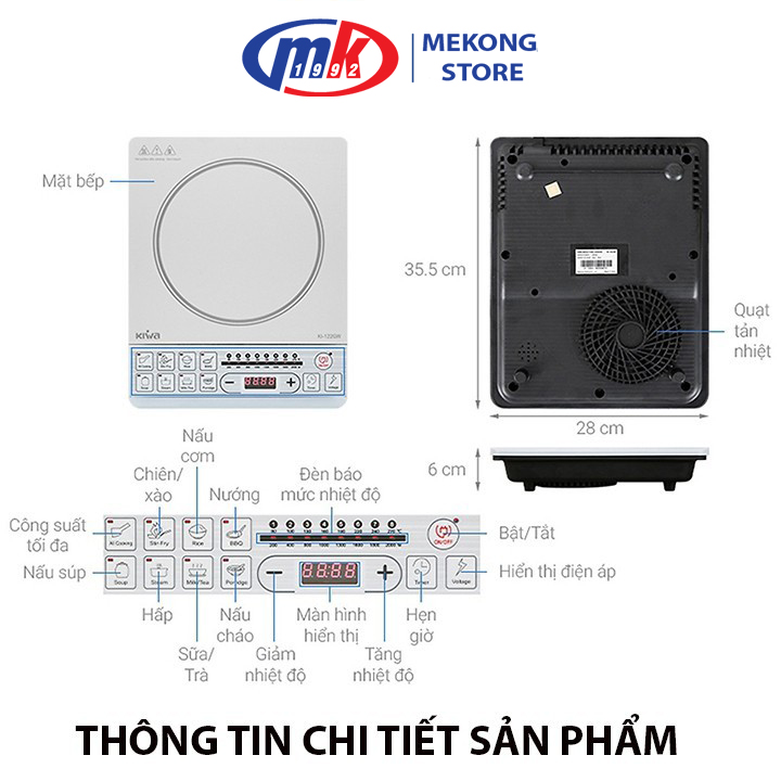 Bếp điện từ Kiwa KI-122GW - Hàng chính hãng