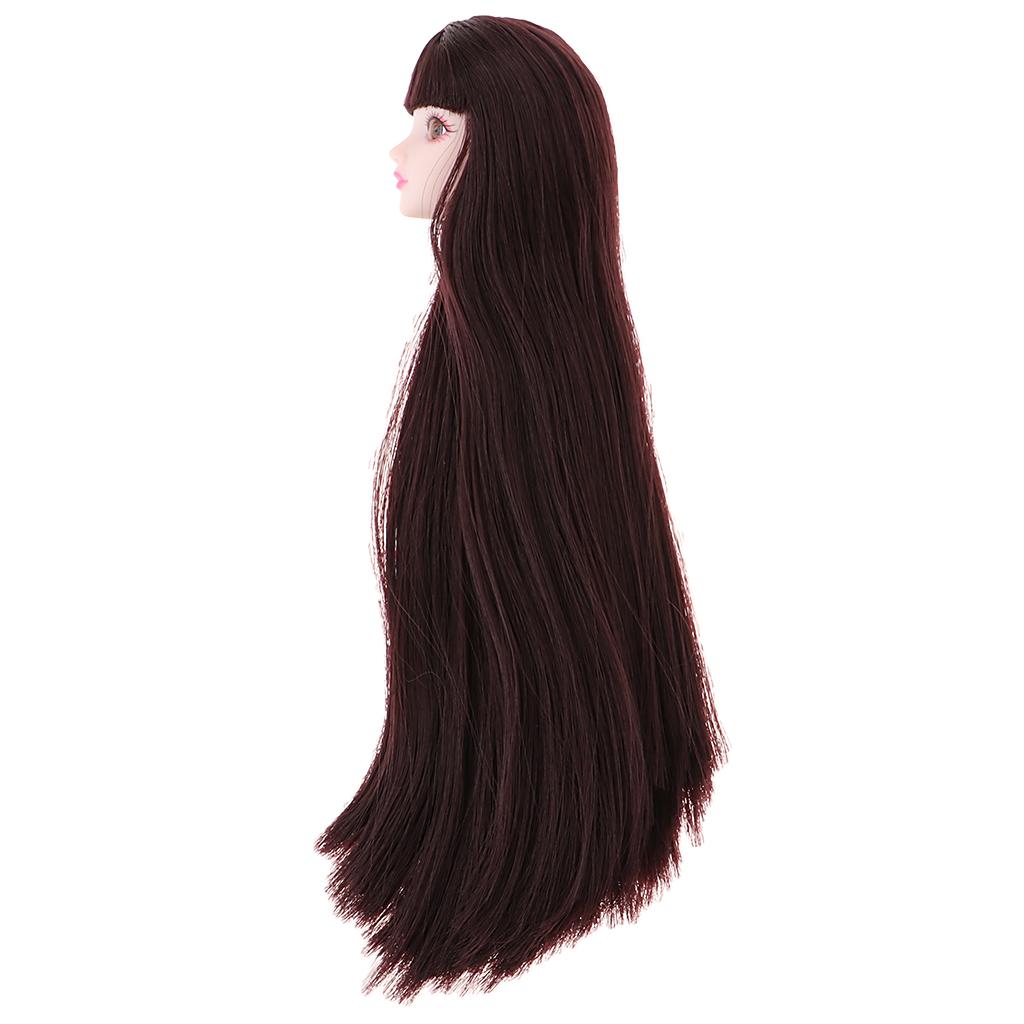 Make-up Head Sculpt with Brown Straight Wig DIY Supplies for 1/6 BJD, XinYi Dolls