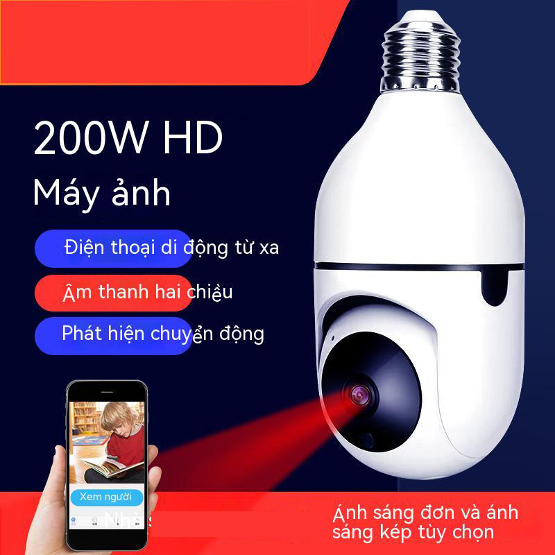 Bóng đèn hình ảnh máy ảnh không dây 360 độ panoramic bóng đèn điện thoại di động WiFi ở xa màu sắc Đèn giám sát