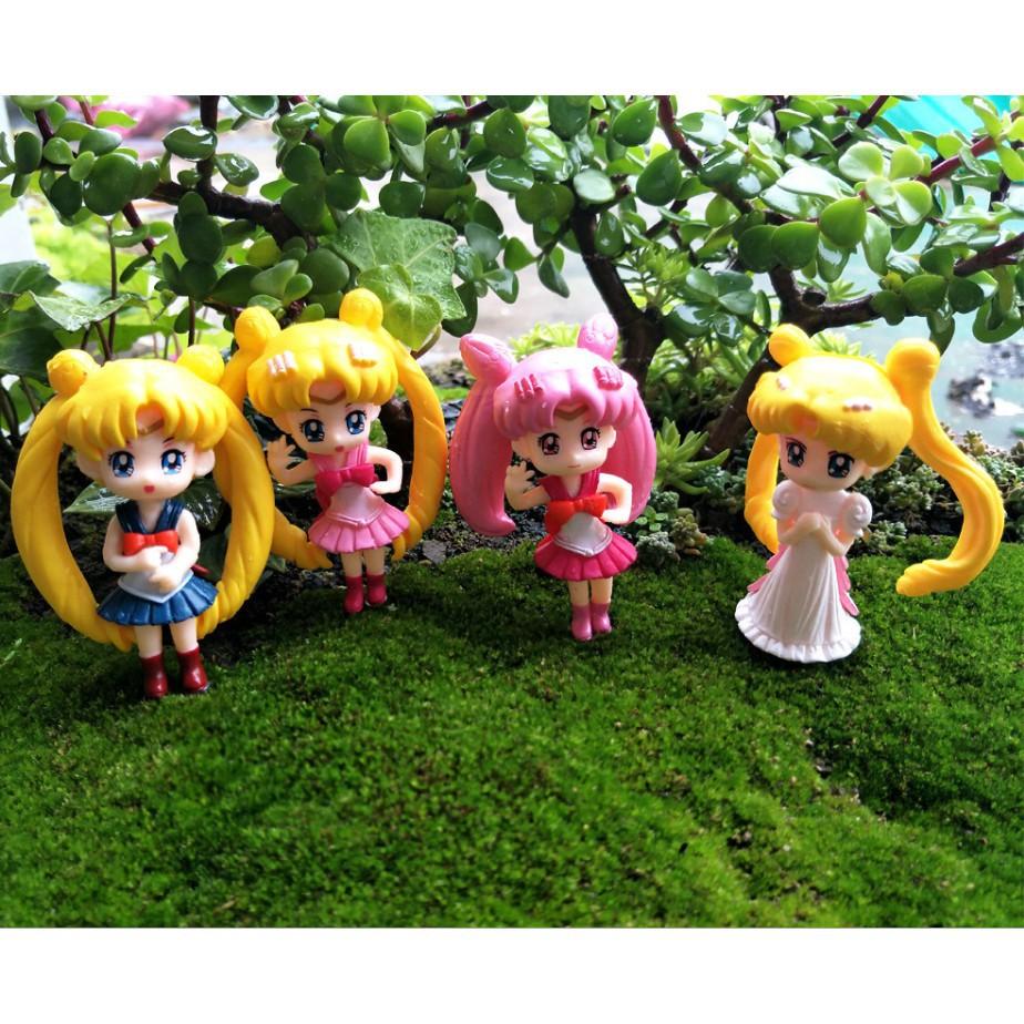 Combo 04 Mô hình thủy thủ mặt trăng Sailor Moon trang trí bánh, tiểu cảnh, bonsai (không bán lẻ)